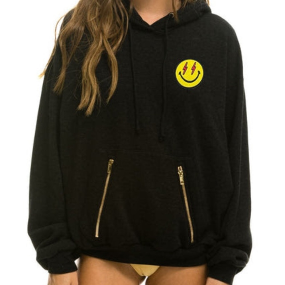 NWT Aviator Nation Smiley Bolt Hoodie S